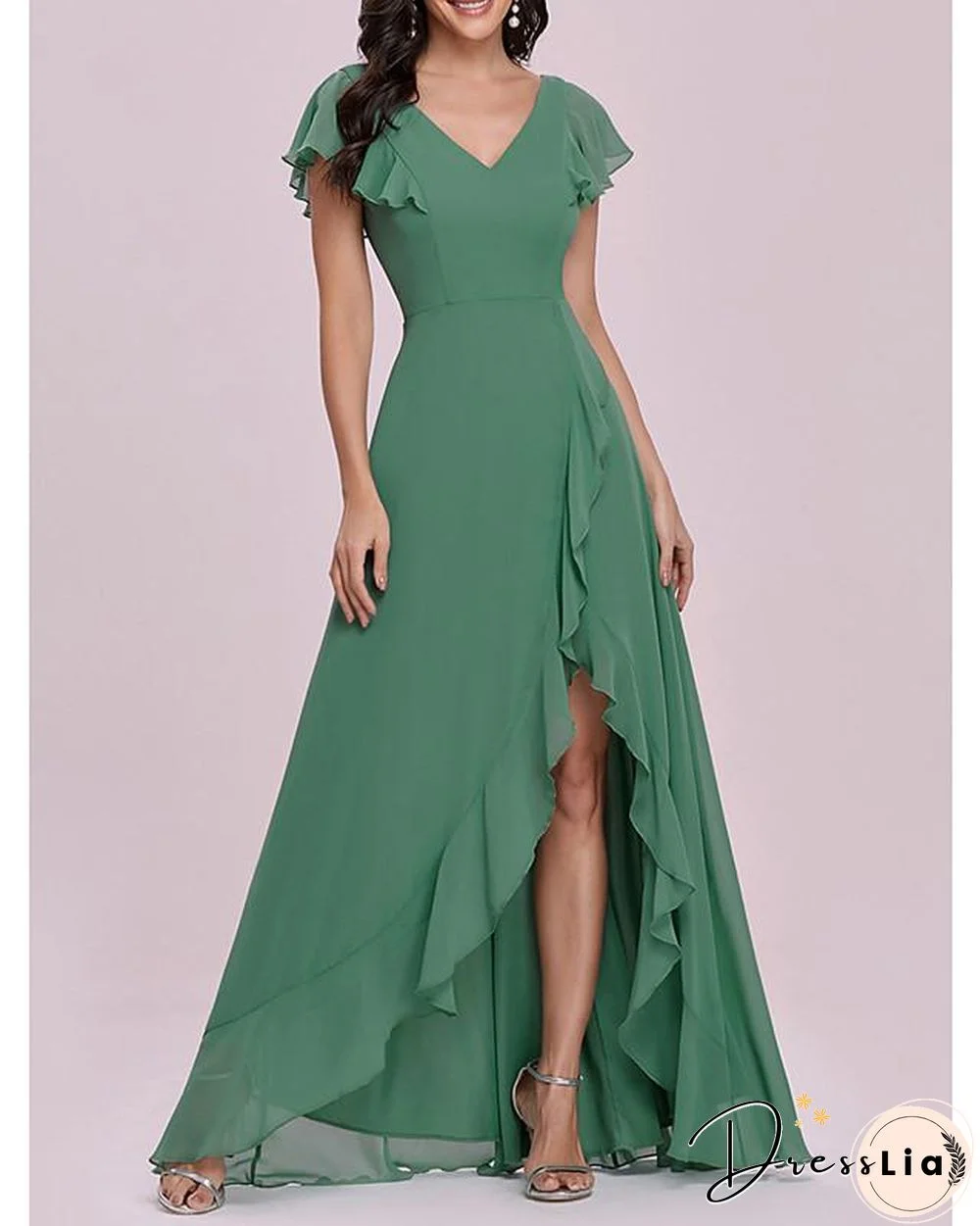 Women's A Line Dress Maxi long Dress Short Sleeve Solid Color Spring Summer Elegant Vintage Green S M L XL XXL 3XL 4XL