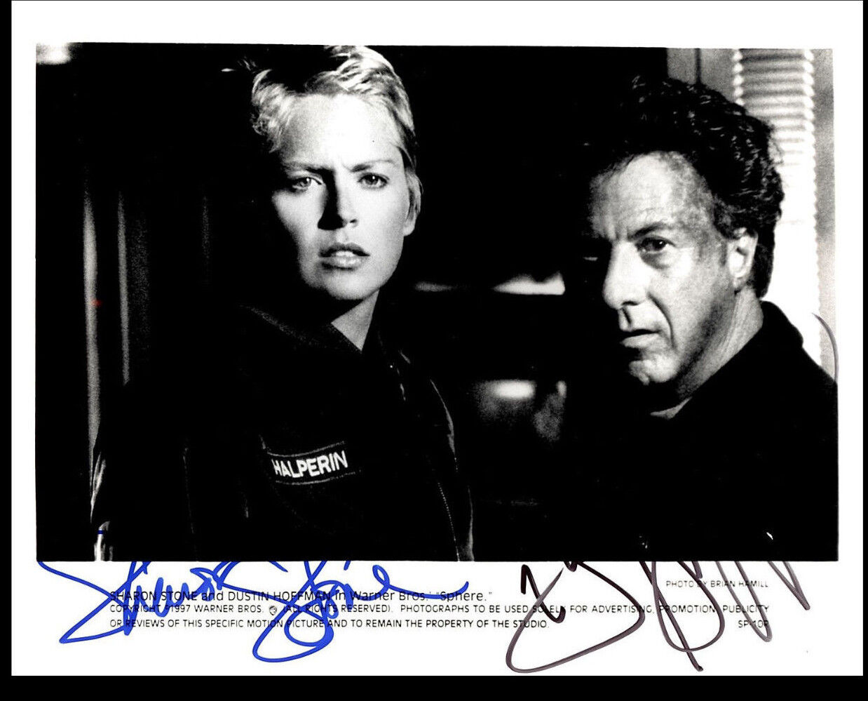 DUSTIN HOFFMAN & SHARON STONE AUTOGRAPHED SIGNED PUBLICITY Photo Poster painting W/COA