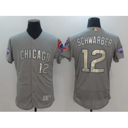 Men's Chicago Cubs #12 Kyle Schwarber World Series Champions Grey Program Flexbase Stitched MLB Jersey IVKS