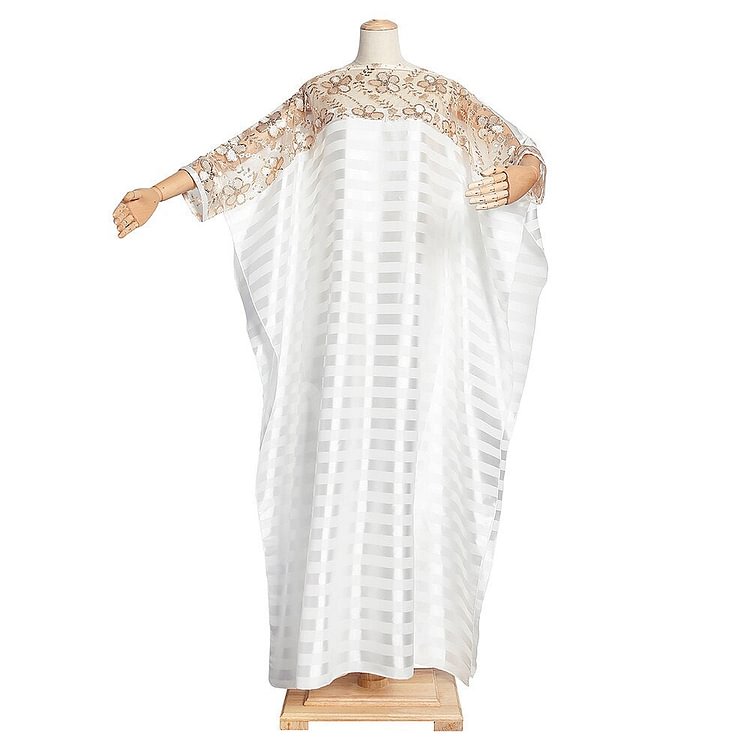 African Americans fashion QFY Plus Size Boubou African Dresses For Women Wedding Party Evening Gown Muslim Kaftan Abaya Embroidery Sequin Striped Maxi Robe Ankara Style QueenFunky