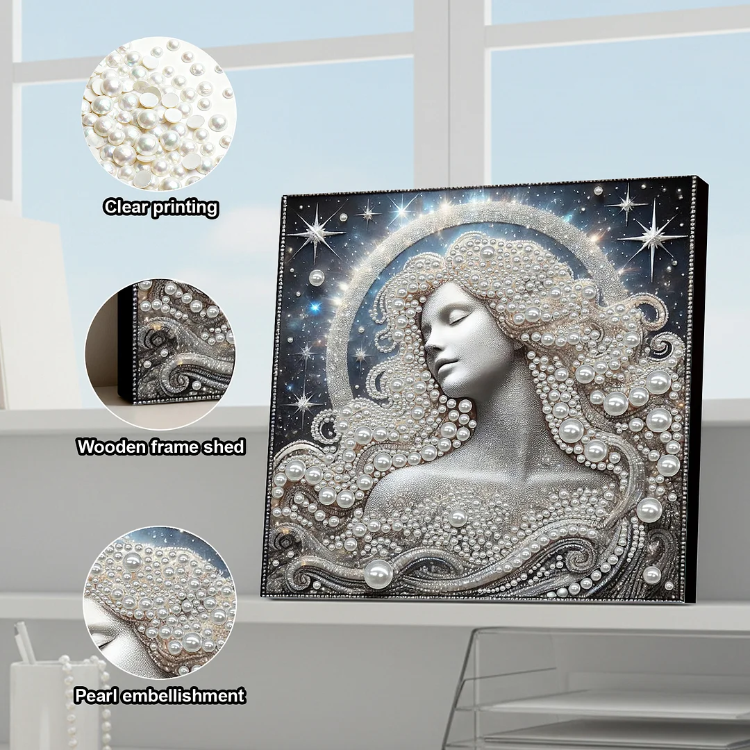 Celestial Pearl Goddess DIY Pearl Art Diamond Painting 30x30cm for Home Decor
