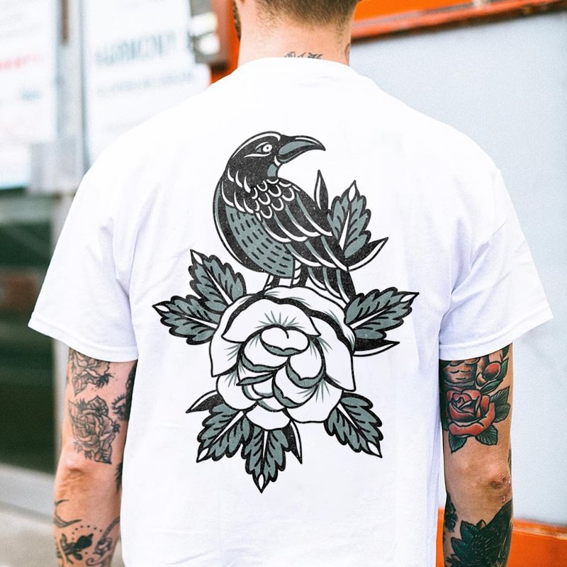 Bird and flower pattern t-shirt designer -  