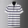 Men's Fashion Business Striped Lapel Short Sleeve POLO Shirt