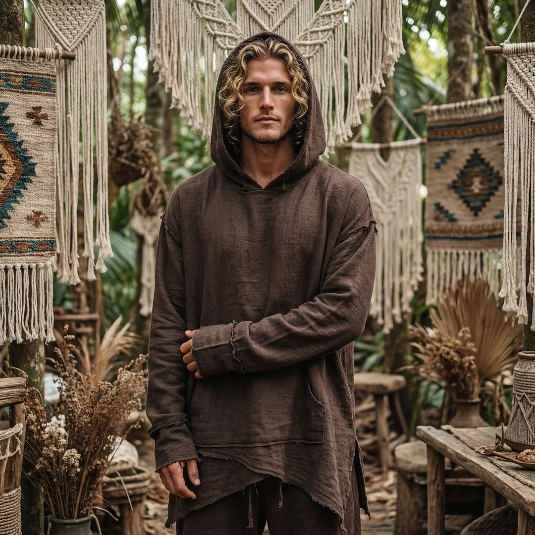 Men's Forest Series Bohemian Linen Top-inspireuse