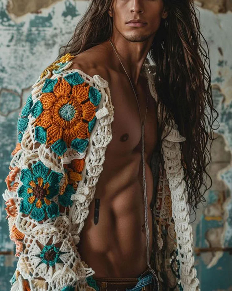  Men’s Vintage Colored Knitted Cardigan