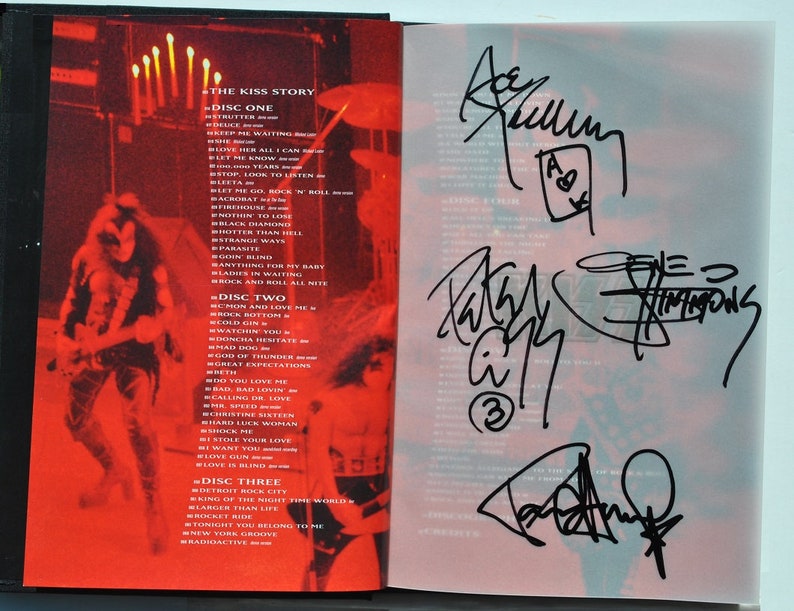 KISS SIGNED BOOK X4 The Kiss Story 2001 Gene Simmons, Peter Criss, Ace Frehley, Paul Stanley wcoa