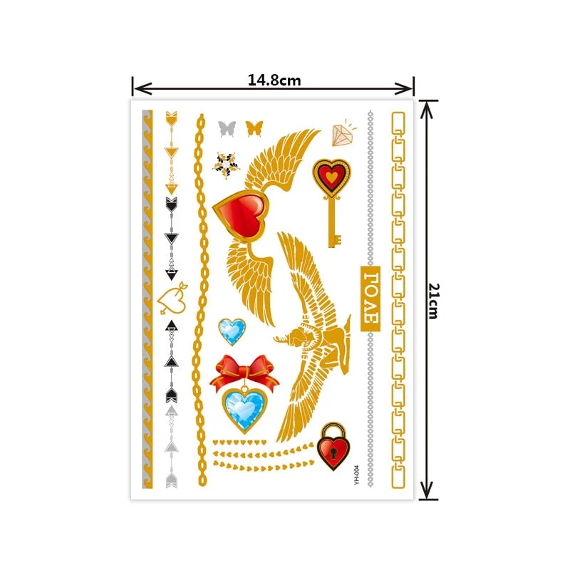 Hot bronzing tattoo stickers waterproof sweat not easy to smudge bronzing temporary tattoo stickers fashion tattoo stickers