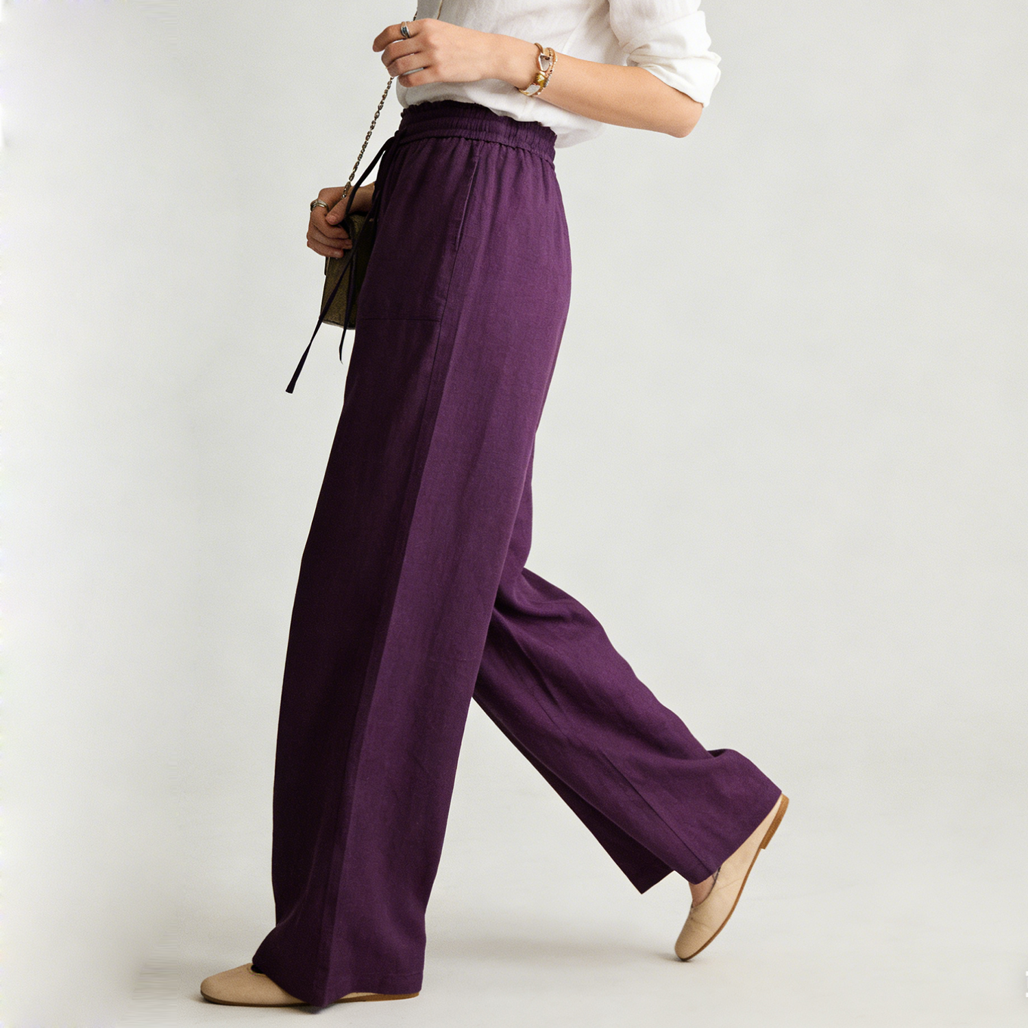 100% European Linen Pants for Women Lightweight REAL SILK LIFE