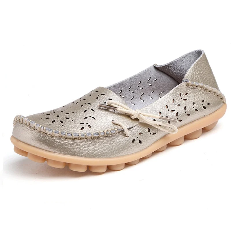 Women's Ballet Flats Genuine Leather Shoes Woman Slip On Loafers Flats Soft Oxford Shoes Casual Sapato Feminino Plus Size 44