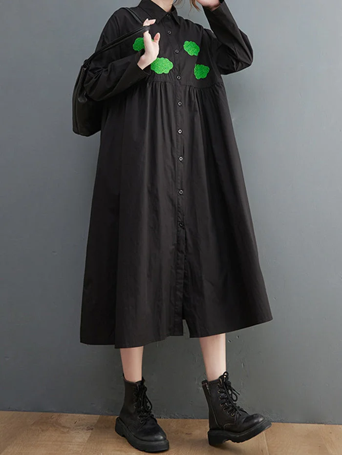 Fashion Black Print Shirt Dress