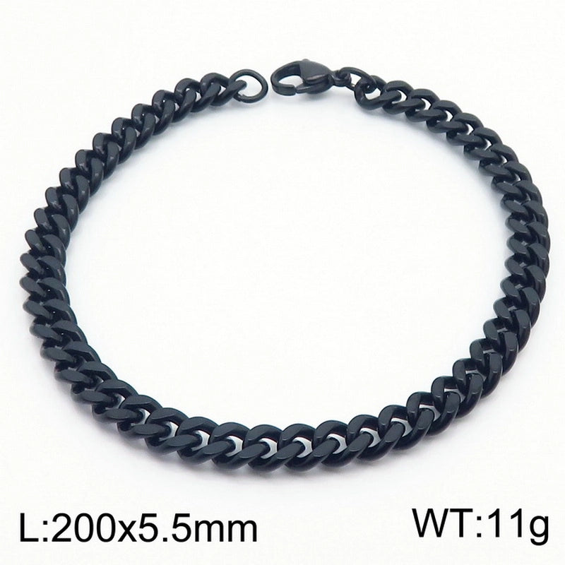 Stainless Steel Personality Fashion Trend Simple Two-Side Grinding Cuban Link Chain Bracelet Accessories