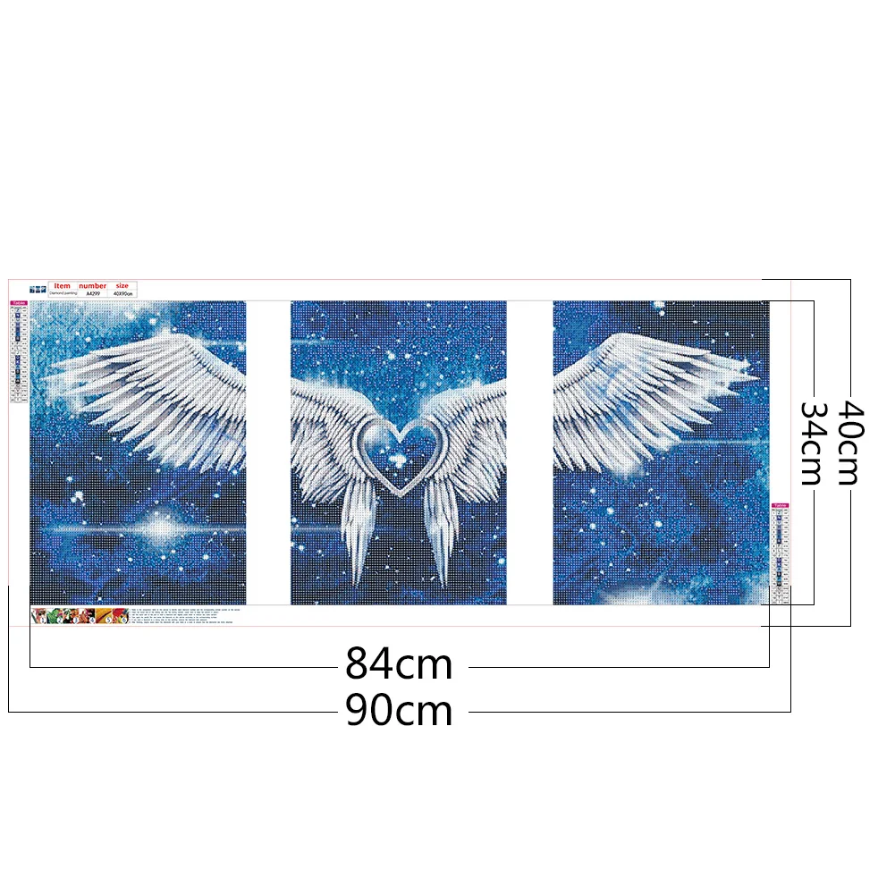 Diamond Painting - Full Round Drill - 3pcs Love Angel Wings(90*40cm)