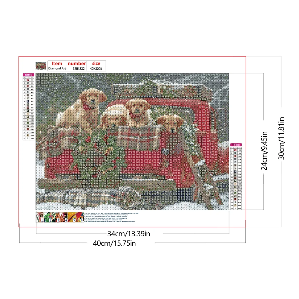 Diamond Painting - Full Round Drill - Xmas Car Dogs(Canvas|40*30cm)