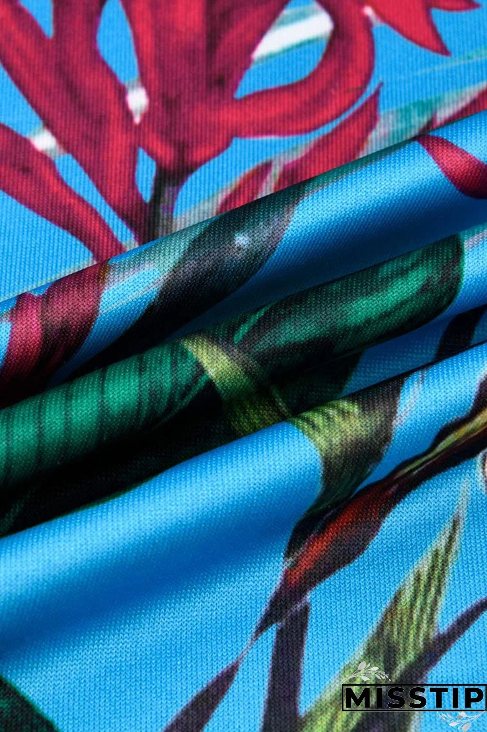 Blue Fashion Casual Print Bandage V Neck Long Sleeve Dresses