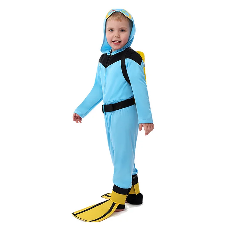 Kids Children Diver Blue Diving Suit Set Outfits Costume Halloween Carnival Party Suit