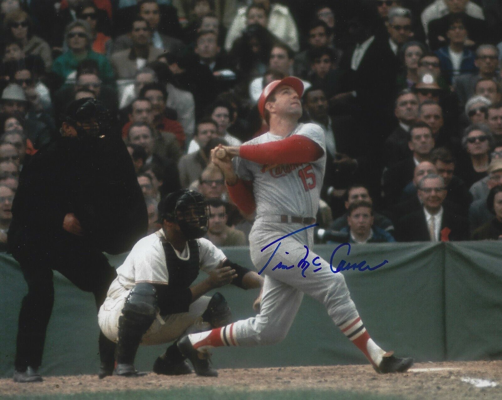 Signed 8x10 TIM MCCARVER St. Louis Cardinals Autographed Photo Poster painting - COA