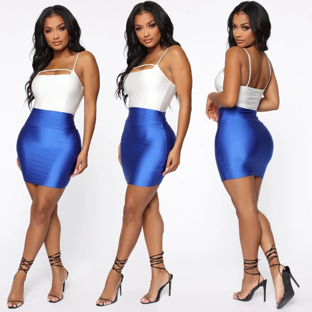 Women Sexy Pencil Mini Skirts 2020 Summer Ladies High Waist Stretchy Slim Bodycon Skirts Club Wear Casual Short Skirts