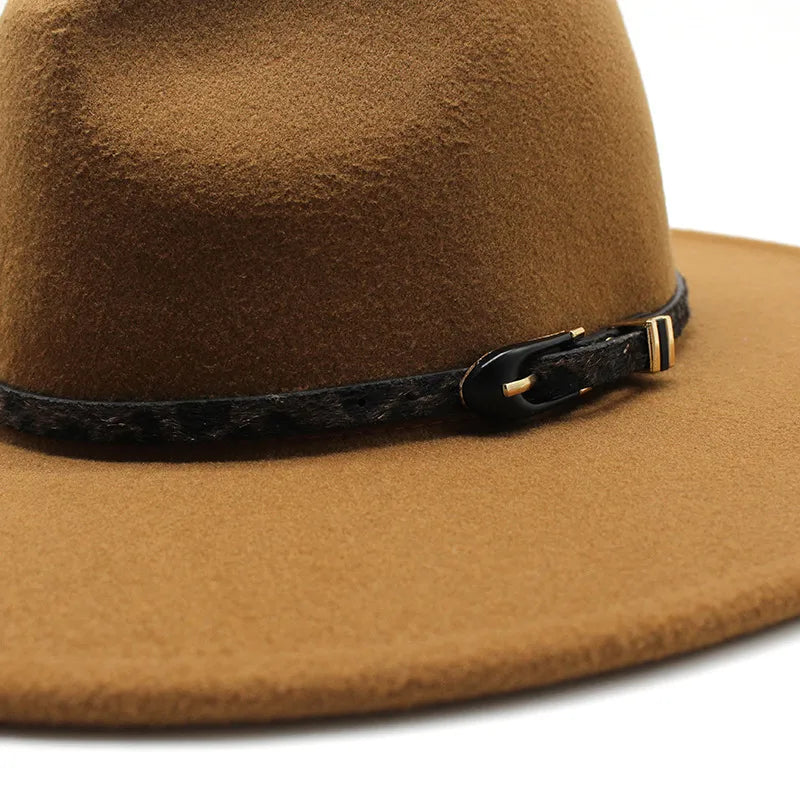 New Autumn And Winter Wool 9.5cm Big Brim Jazz Hat Men’s And Women’s Heart Top Chain Hat Felt Hat