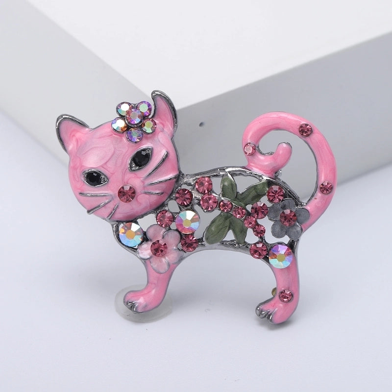 Pin Animal Alloy Enamel Plating Inlay Artificial Diamond Women’s Brooches