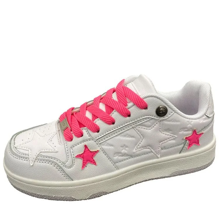 Pink Star Sneakers in White