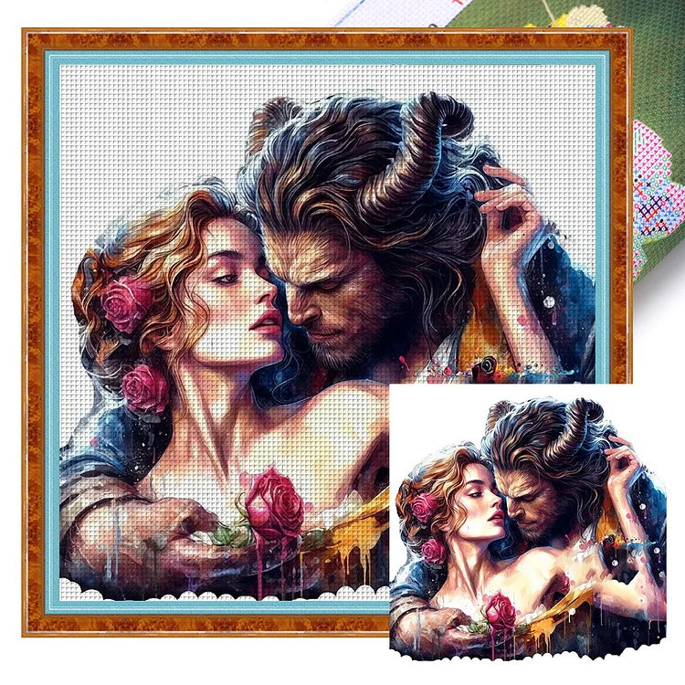 Disney-Beauty And The Beast (40*40cm) 18CT Stamped Cross Stitch gbfke