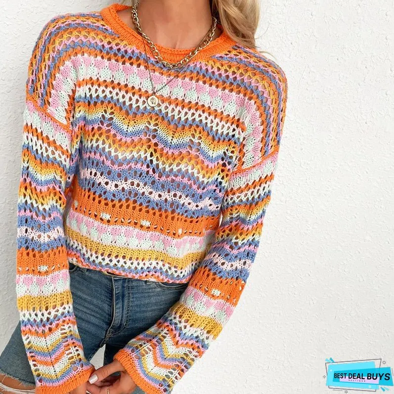 Colourful Striped Knit Sweater