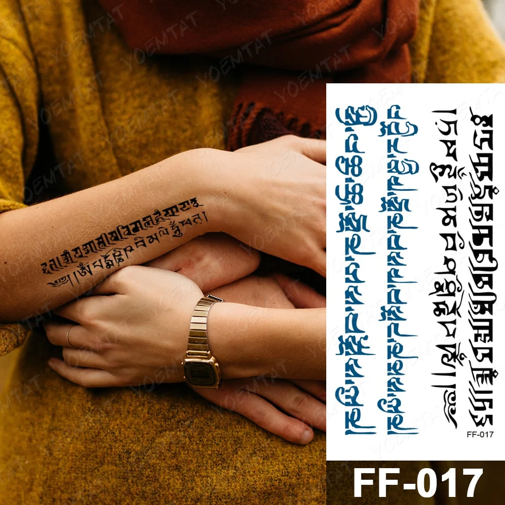 Handwriting Font Waterproof Temporary Tattoo Sticker Text Word Chicano Lettering Body Art Arm Wrist Fake Tatoo For Women Men