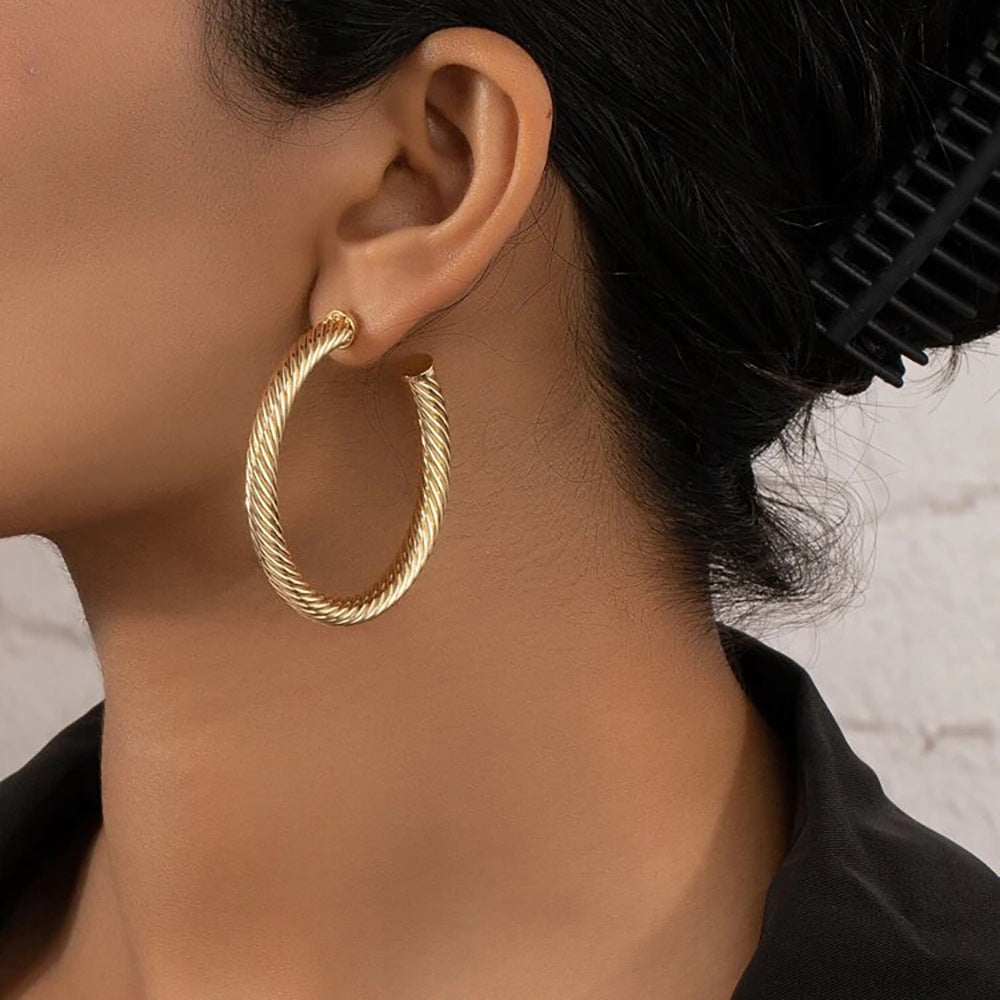 IG Style Asymmetrical Geometric U-Shape Stainless Steel Electroplating Earrings