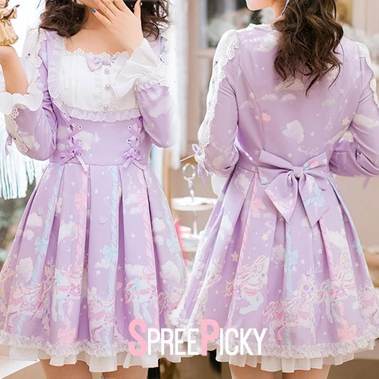 Kawaii Purple Pony Lace Princess Dress SP178922