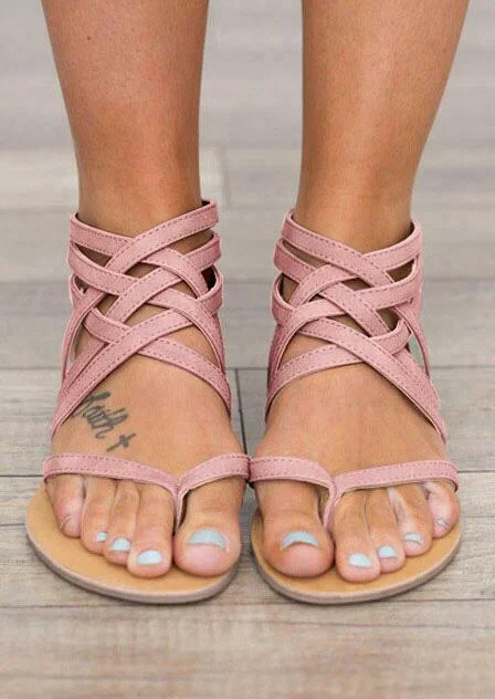 Letclo™ Summer Cross-Tied Zipper Flat Sandals letclo Letclo