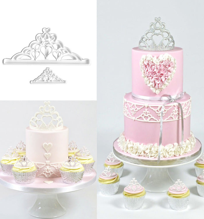 2Pcs/set Crown Fondant Cutter Mould Pastry Cookie Cake Decorating