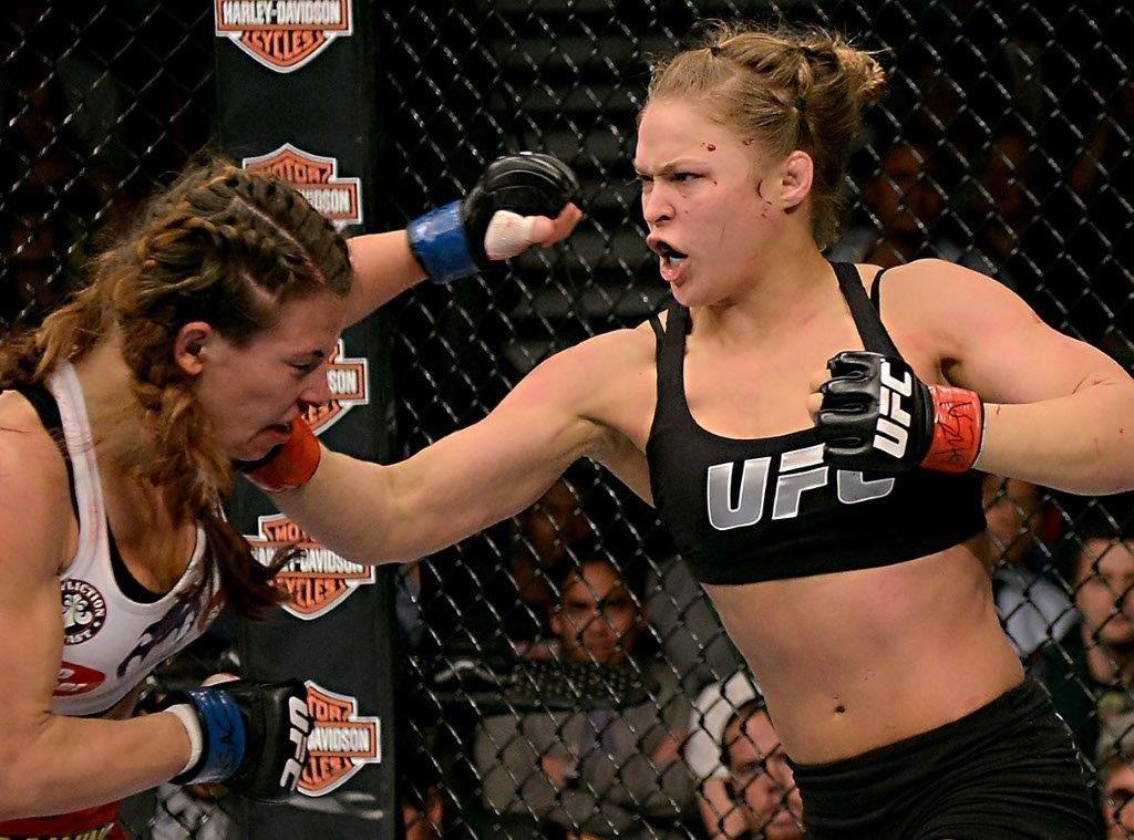 RONDA ROUSEY vs MIESHA TATE MMA UFC Fighter 8 x 10 Glossy Photo Poster painting