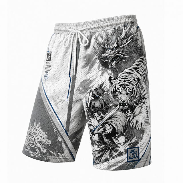 Techwear Grey Tiger Athletic Shorts