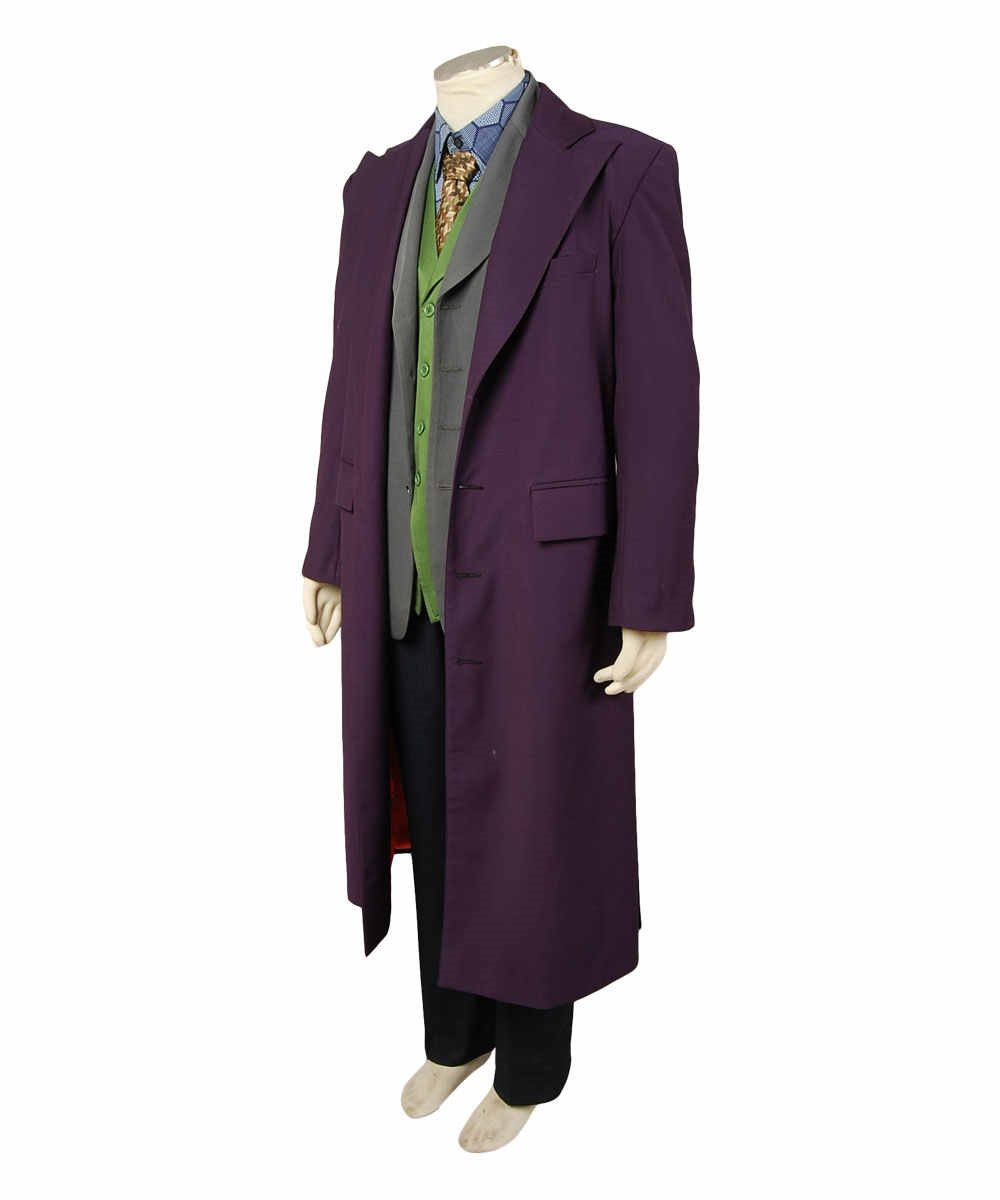 Batman Dark Knight Joker Purple Long Trench Coat Halloween Costume Cosplay