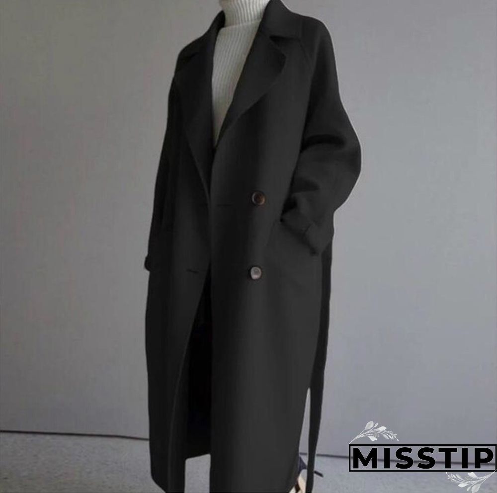 Autumn And Winter Fashion Women Temperament Coat Loose Long Oversize Trench Coat Wool Blend Coat