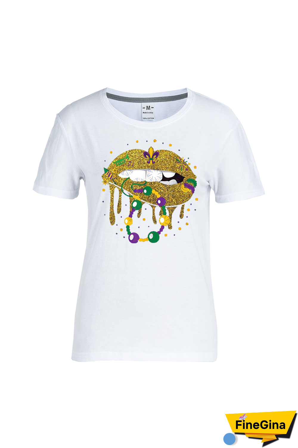 Grey Party Vintage Lips Printed Patchwork O Neck T-Shirts