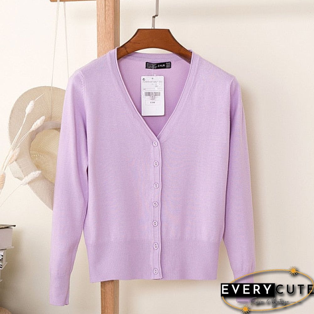 Casual Women Knitted Cardigan Sweater Autumn Winter Women Solid Color V-Neck Long Sleeve Plus Size Crochet Knit Sweater Coat