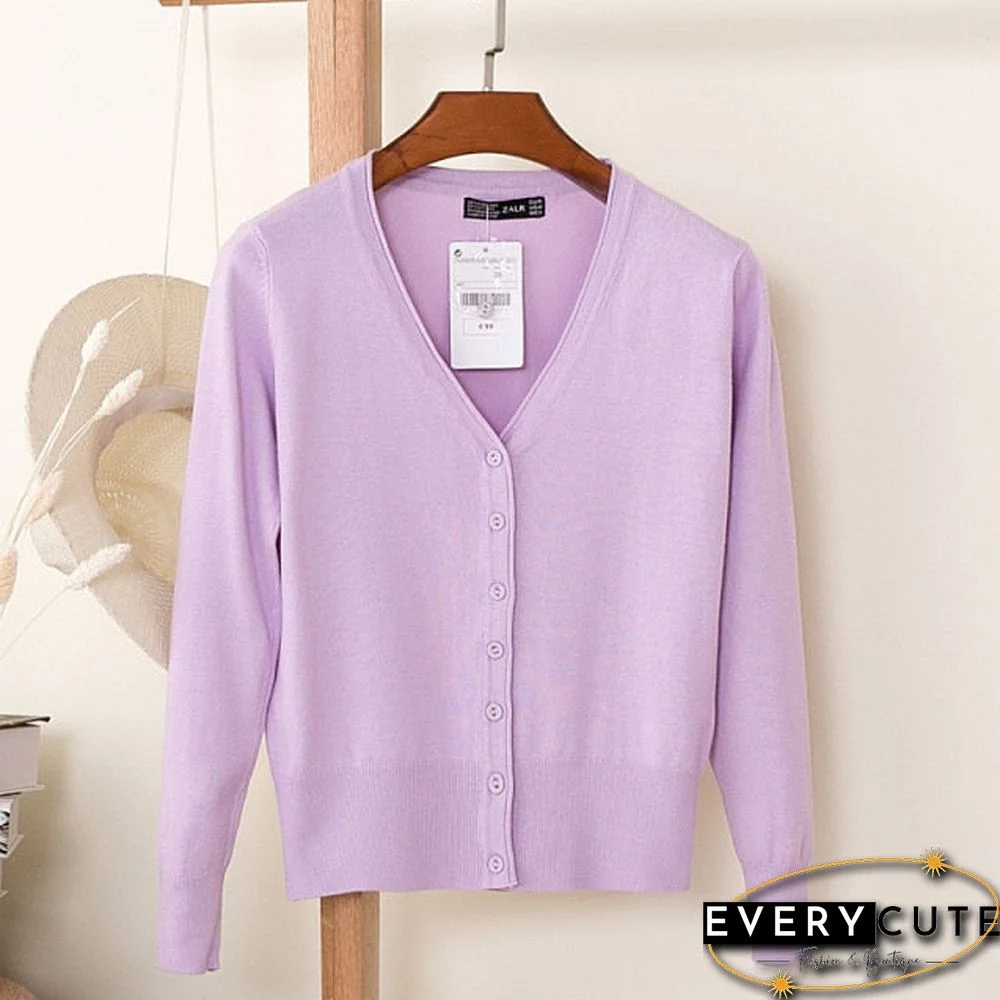 Casual Women Knitted Cardigan Sweater Autumn Winter Women Solid Color V-Neck Long Sleeve Plus Size Crochet Knit Sweater Coat