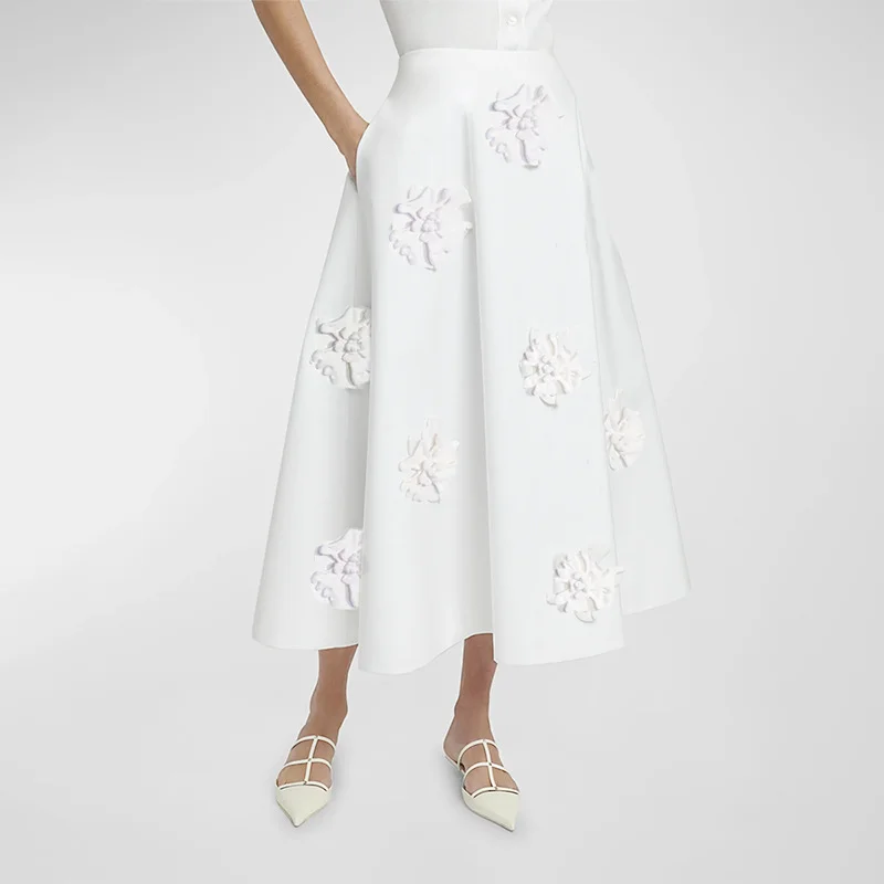Zingj Spring 2025 New Niche Fashion Temperament Flower Stitching Design High-Waist Long-Singing Half-Dressed Woman