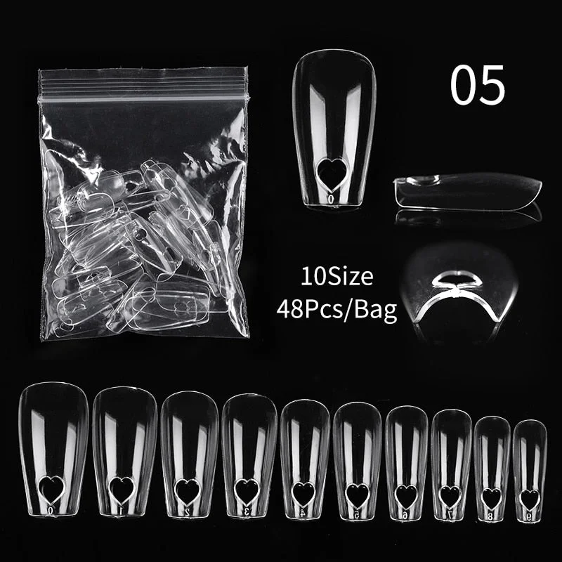 20/60Pcs Extension False Nail Tips Full Cover Sculpted Nail Tips Fake Finger UV Gel Polish Assistant Tools Quick Building Mold-Nail Inspo