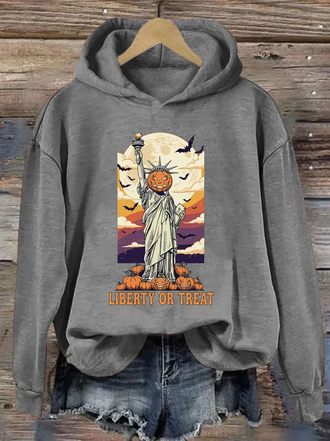 Liberty Or Treat Pumpkin Statue Hoodie
