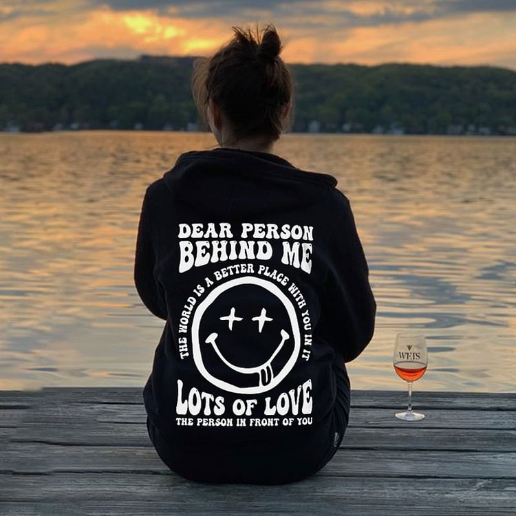 Dear Person Behind Me Smile Face Print Hoodie
