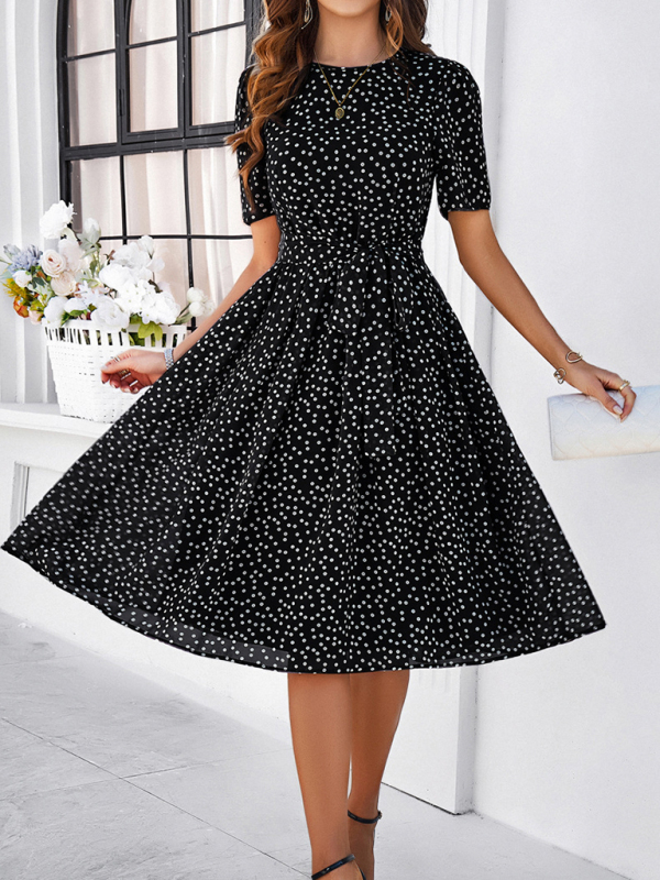 Mature Women Summer Elegant Casual Polka Dot Print Strappy Dress