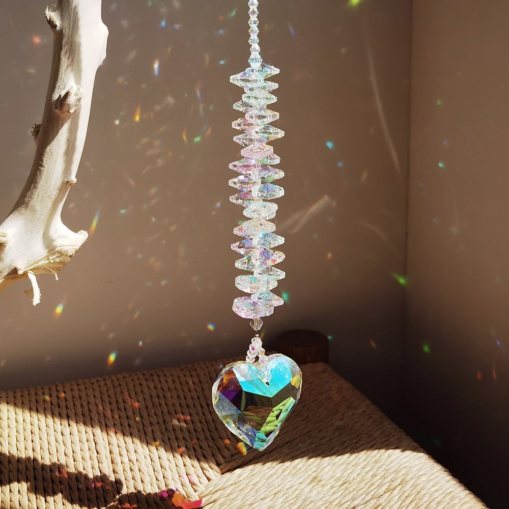 Crystal Heart Suncatcher Glass Prism Sun Catchers Garden Decoration Outdoor Rainbow Crystal Hanging for Windows Wedding Gifts