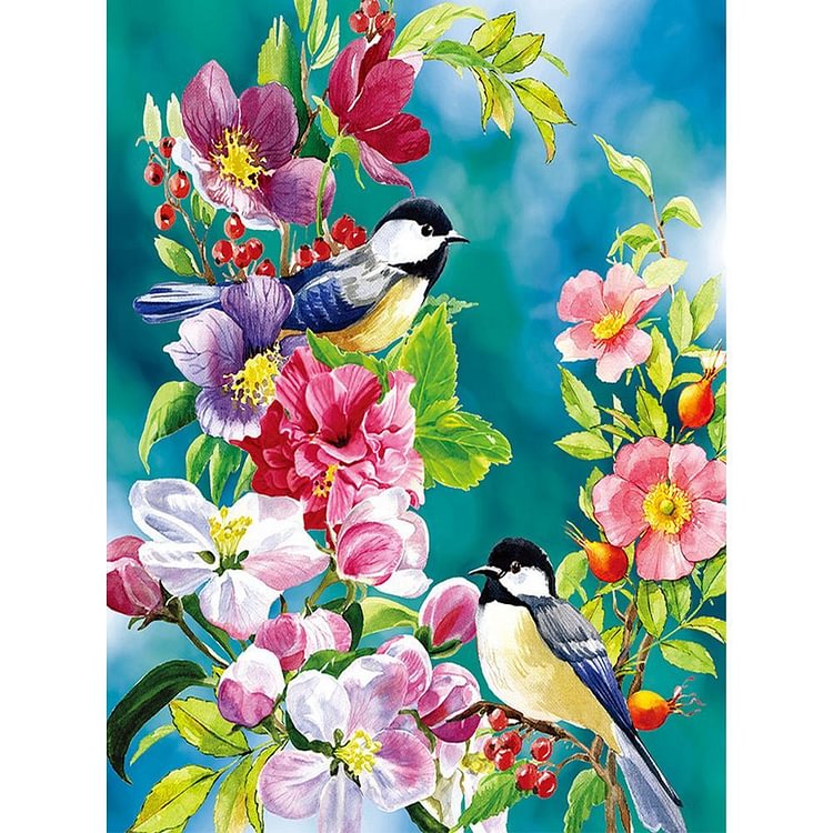 Peinture par numéro - Peinture à l’huile - Fleurs d’oiseaux (40 à 50cm)