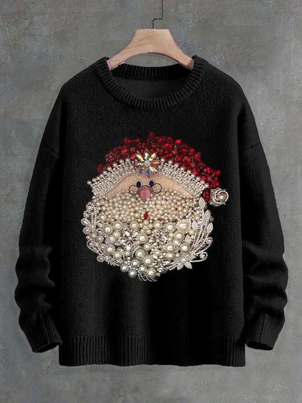 Men's Christmas Santa Claus Jewel Art Print Knit Sweatshirt