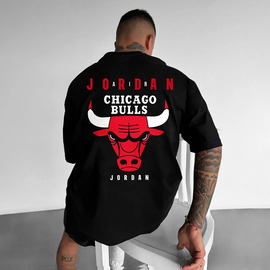 Oversized Street Style Basketball Print Tee Chicago Basketball Print Tee