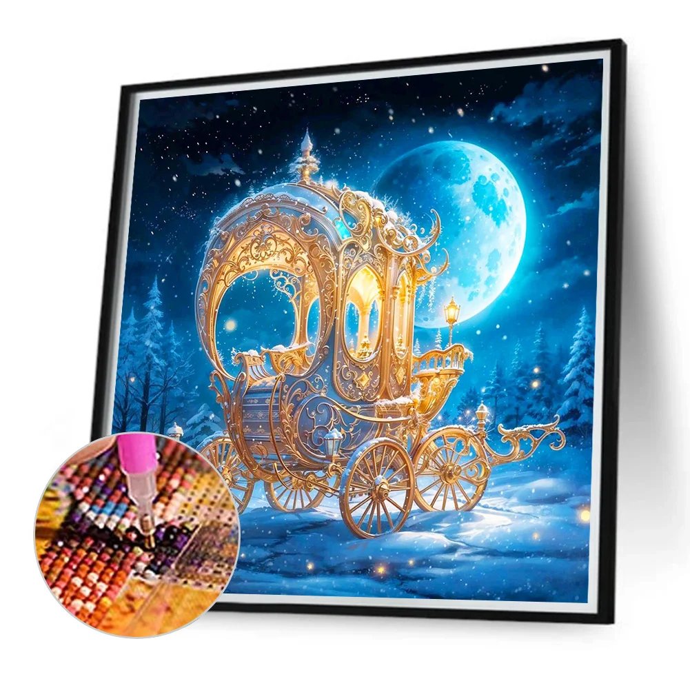 Full Round Diamond Painting 40*40cm - Pumpkin Carriage Under The Quiet Moon
