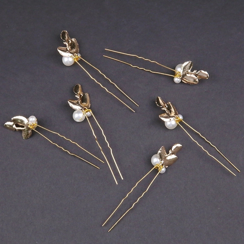 Women’s IG Style Leaves Alloy Pearl Hairpin