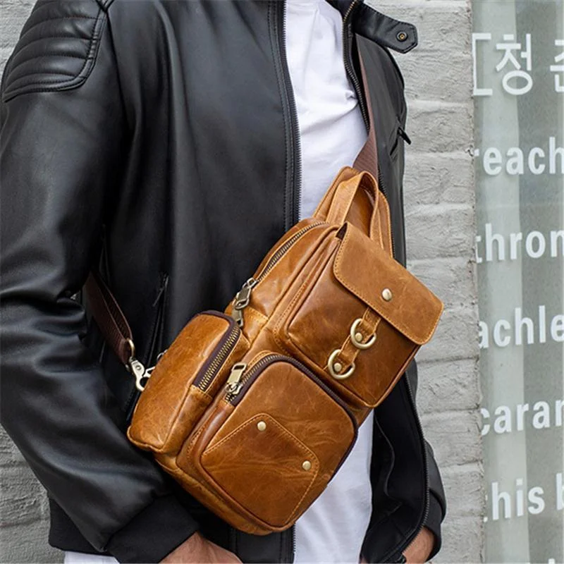 Sports Leather Crossbody Bags With Large Capacity
